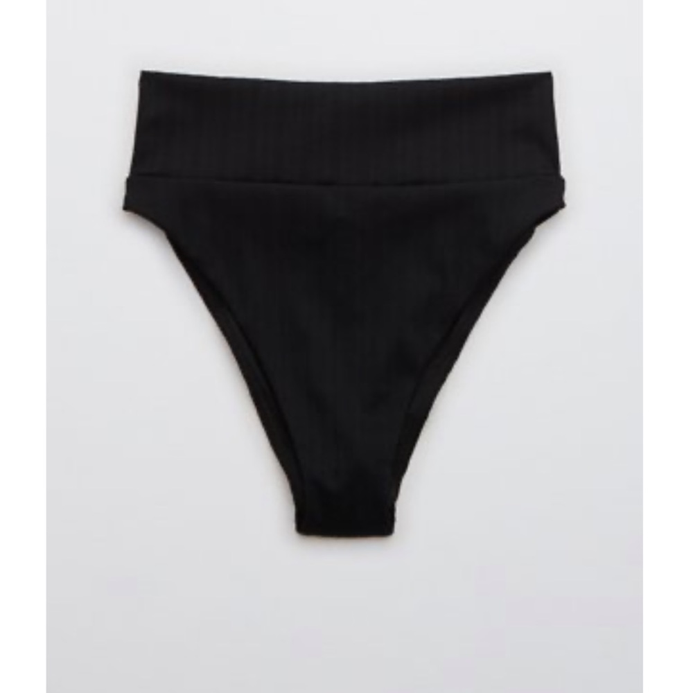 Aerie Striped Ribbed High Cut Cheeky Bikini Bottom